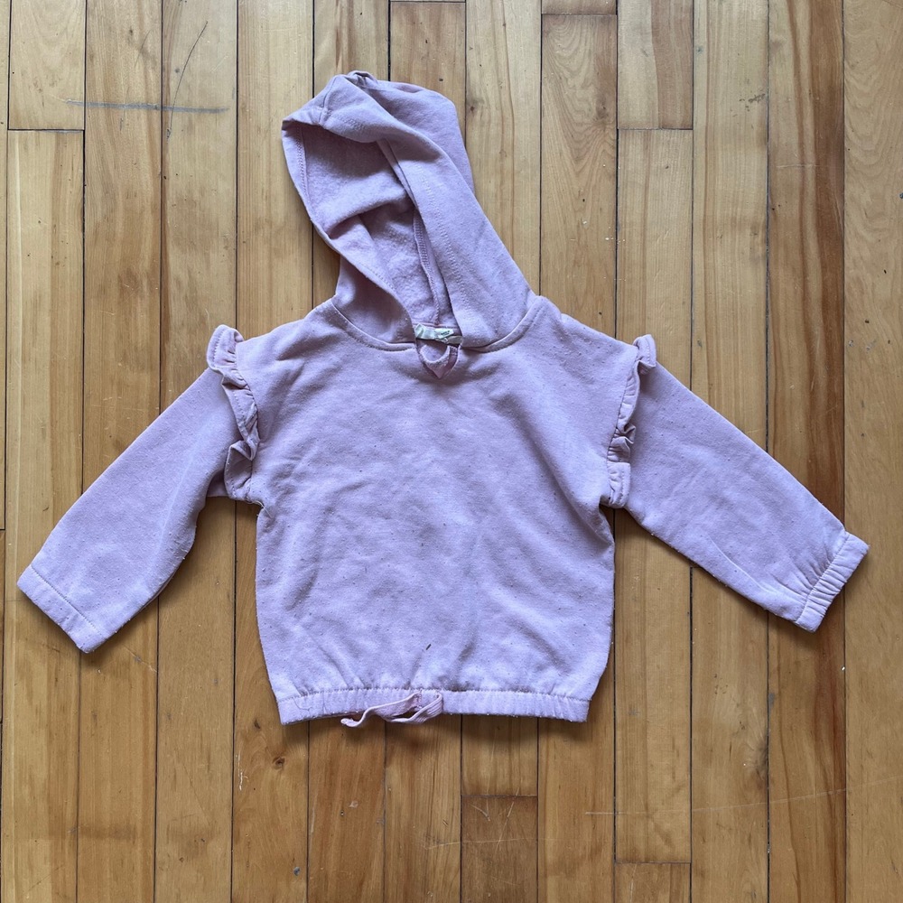 Jessica Simpson Girls Pink Ruffle Hoodie Sweatshirt Size 2T